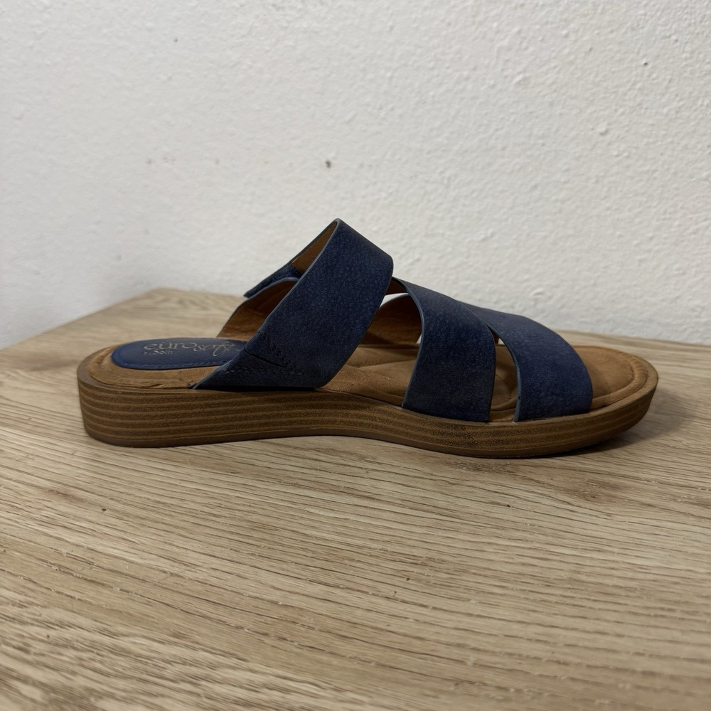 Eurosoft Sofft Nadine Blue Faux Suede Sandals Womens Size 9.5M Hook & Loop Strap - Picture 7 of 8